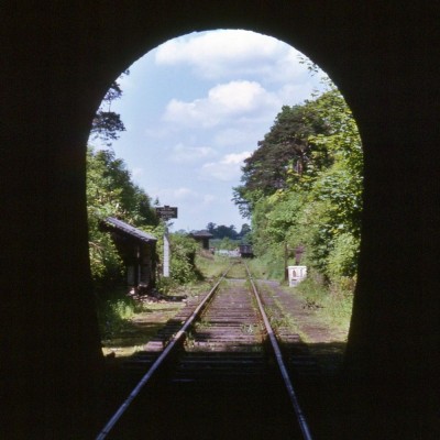 Looking out of the tunnel towards Glenfield station.